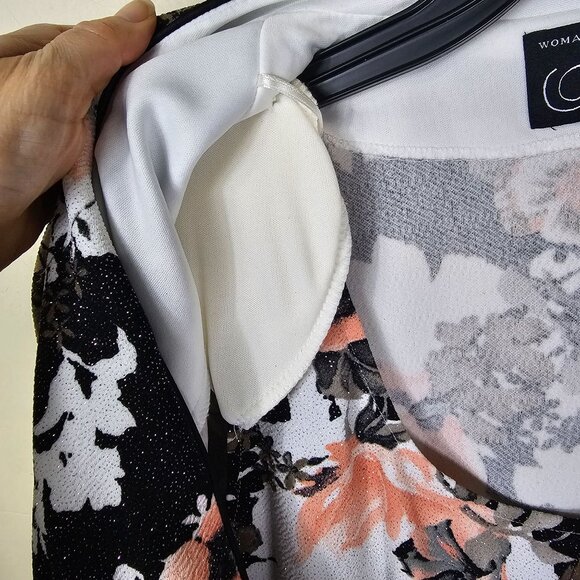 Alex Evenings Pink Floral Jacket 2 Piece Set 2X Glitter One Button Pleats Formal - Picture 11 of 12